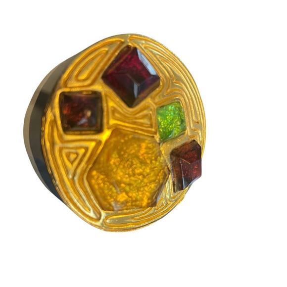 Dominque Arrientis Paris Vintage Gold Tone Geo Brooch, Signed, Elegant, Couture - Picture 3 of 4